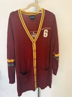 Warner Bros. Maroon and Gold Gryffindor V‑Neck Button Cardigan